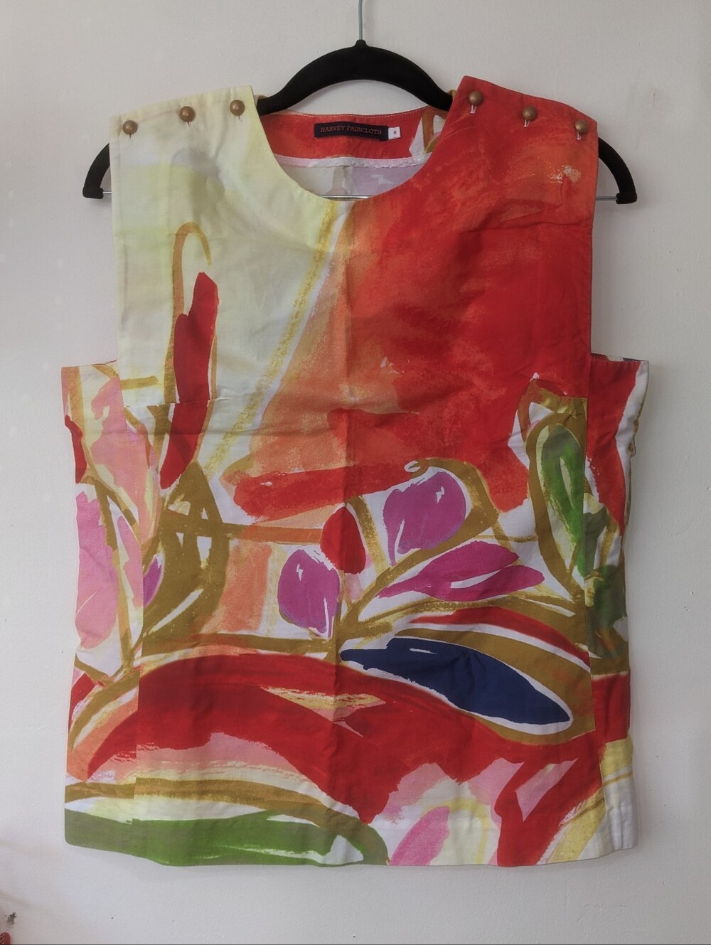 Harvey Faircloth 100% Cotton Colorful Bold Funky Floral Tank Top Size 6/Small